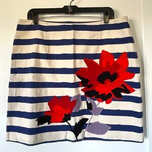Boden Striped Skirt w/ Floral Design (size US 12R) - EUC